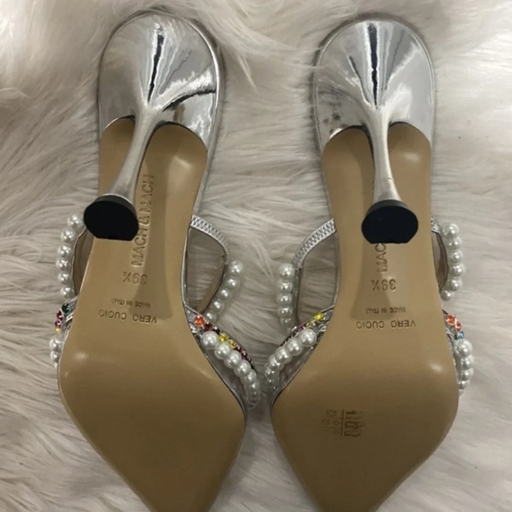Mach & Mach‎ Diamond of Elizabeth Imitation Pearl pointed toe Mule size 39.5